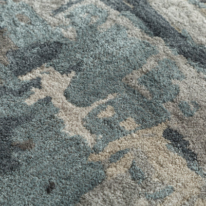 Carpet For Living room 8x11 Feet Grey and Black Wool and Viscose Rectangle Abstract Rug