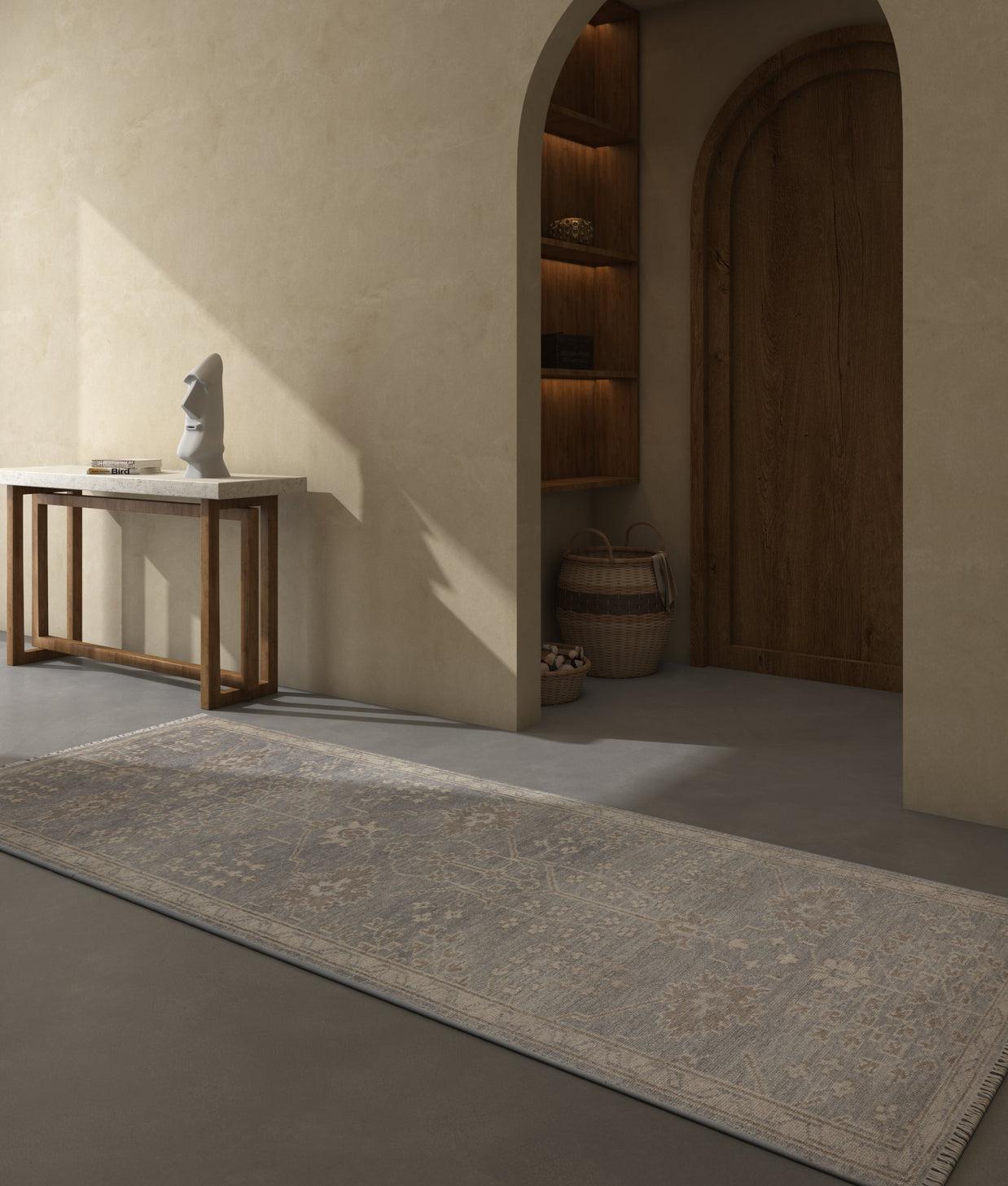 Carpet For Living room 3x10 Feet Grey and Black Wool Runner Oriental and Traditional Rug