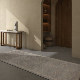 Carpet For Living room 3x10 Feet Grey and Black Wool Runner Oriental and Traditional Rug