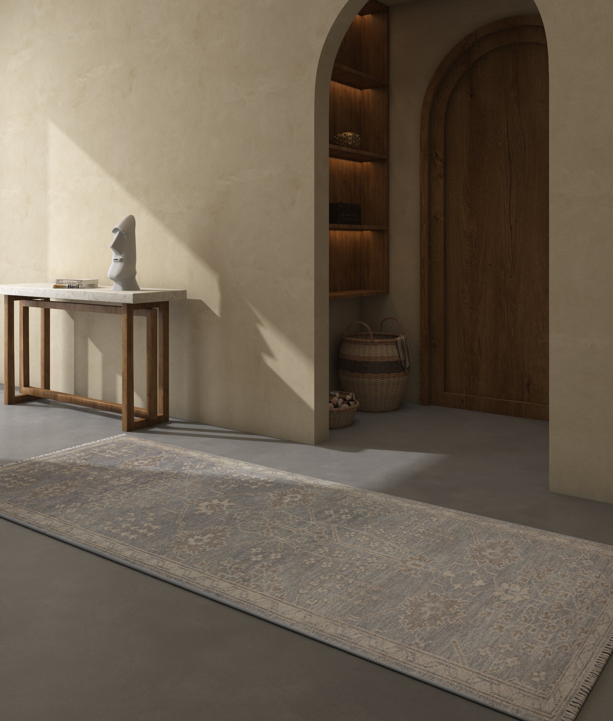 Carpet For Living room 3x10 Feet Grey and Black Wool Runner Oriental and Traditional Rug