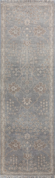 Carpet For Living room 3x10 Feet Grey and Black Wool Runner Oriental and Traditional Rug