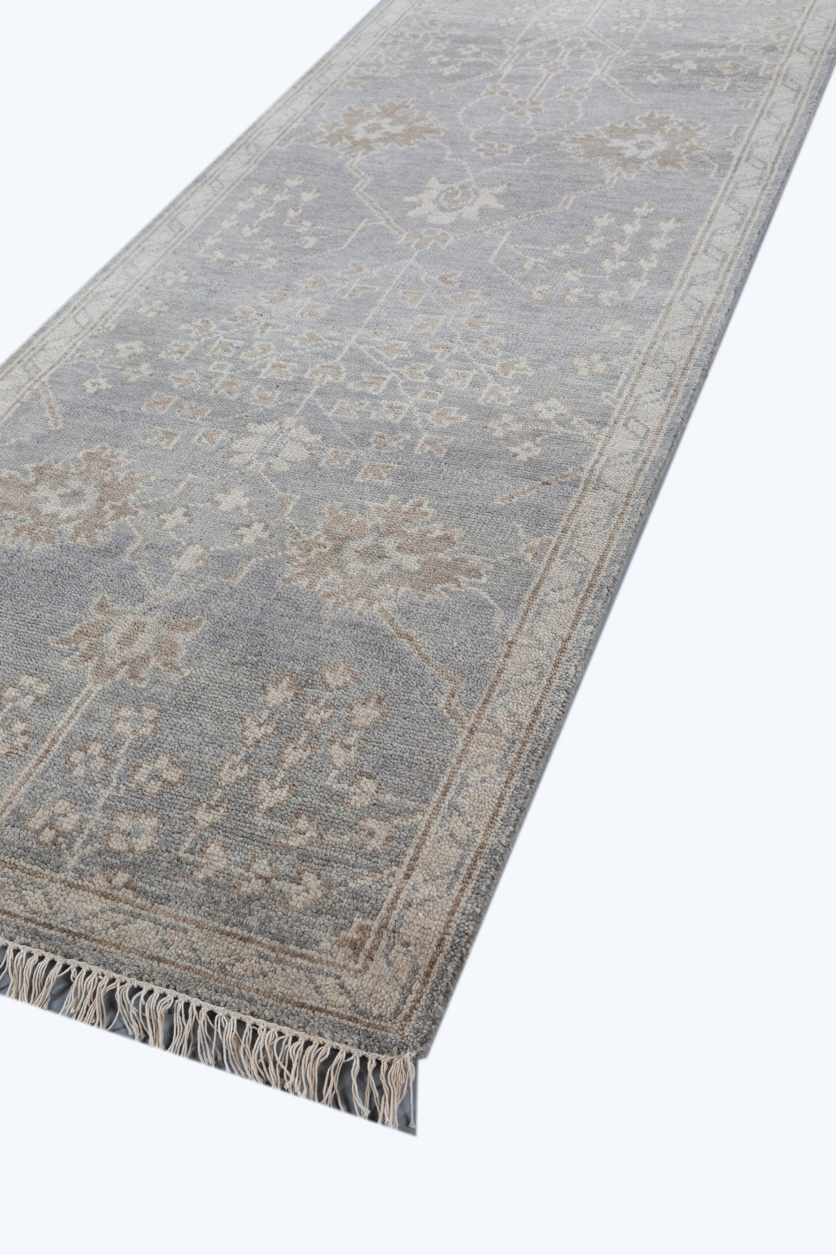 Carpet For Living room 3x10 Feet Grey and Black Wool Runner Oriental and Traditional Rug