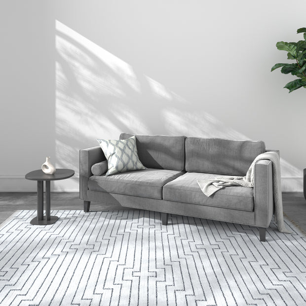 Carpet For Living room 8x11 Feet Ivory Bamboo Silk Rectangle Geometric and Stripes Rug