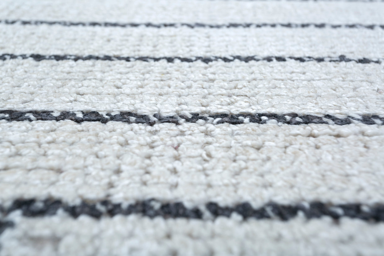 Carpet For Living room 8x11 Feet Ivory Bamboo Silk Rectangle Geometric and Stripes Rug