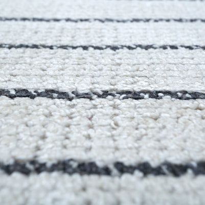 Carpet For Living room 8x11 Feet Ivory Bamboo Silk Rectangle Geometric and Stripes Rug
