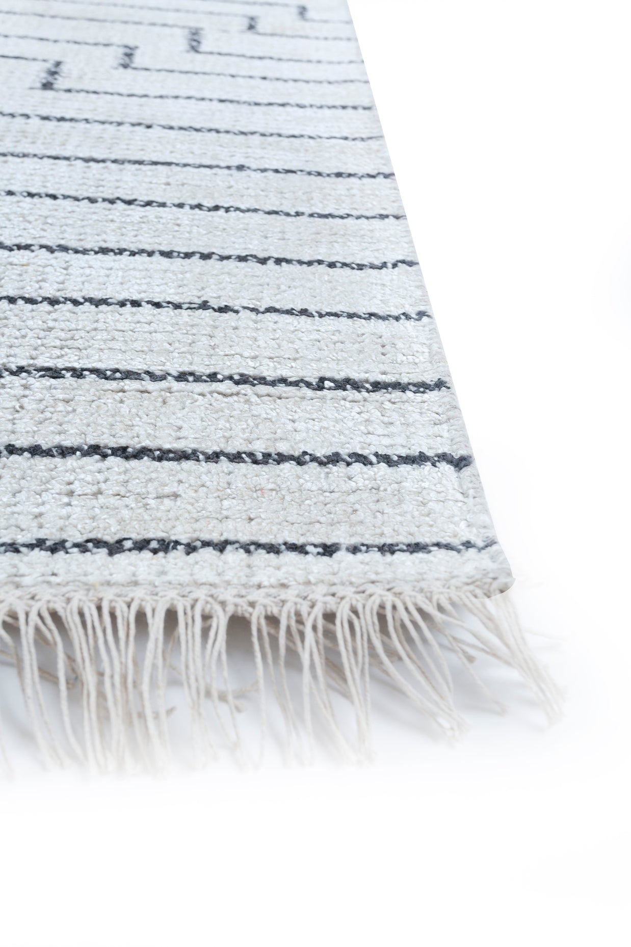 Carpet For Living room 8x11 Feet Ivory Bamboo Silk Rectangle Geometric and Stripes Rug