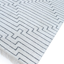 Carpet For Living room 8x11 Feet Ivory Bamboo Silk Rectangle Geometric and Stripes Rug