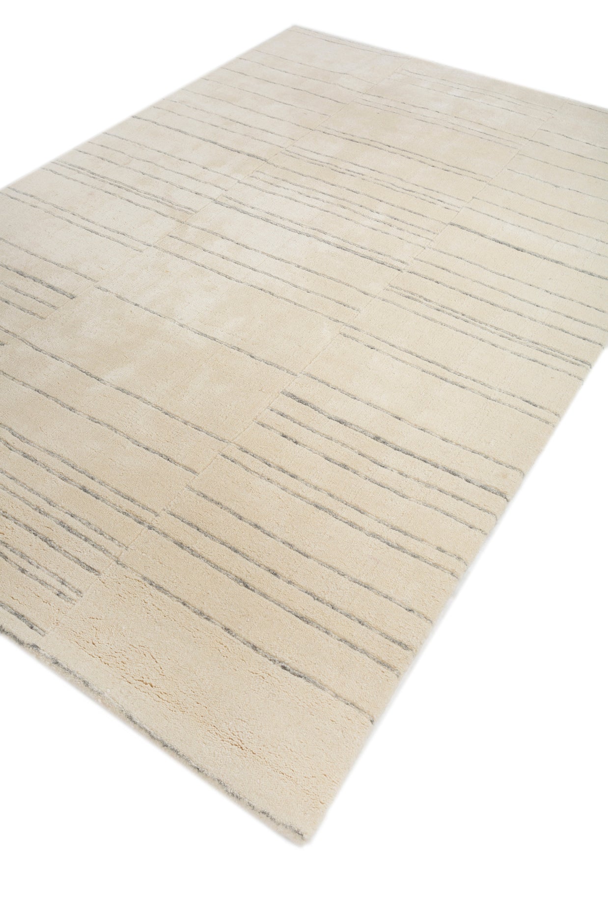 Carpet For Living room 8x10 Feet Ivory Wool and Tencil Rectangle solid Rug