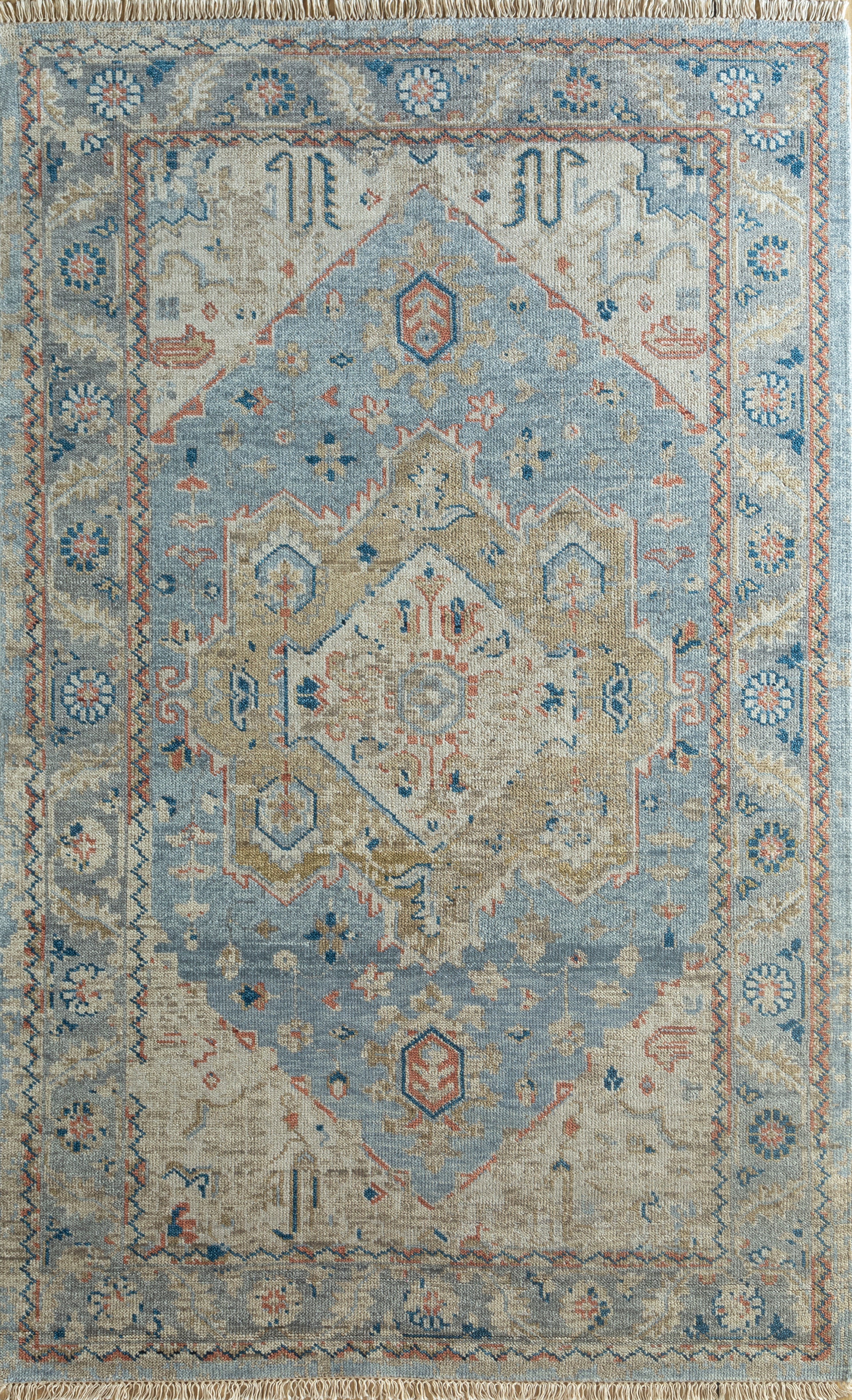 Carpet For Living room 2x4 Feet Blue Wool Rectangle Vintage and Distressed Rug