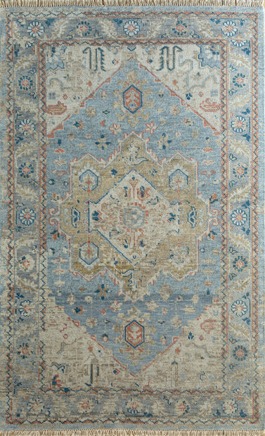 Carpet For Living room 2x4 Feet Blue Wool Rectangle Vintage and Distressed Rug