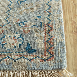 Carpet For Living room 2x4 Feet Blue Wool Rectangle Vintage and Distressed Rug