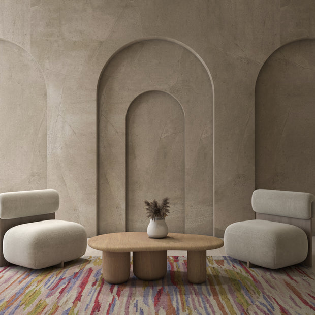 Carpet For Living room 9X12 Feet Ivory Wool Rectangle Geometric And Stripes Rug