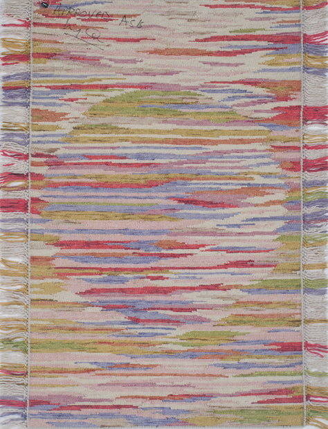 Carpet For Living room 9X12 Feet Ivory Wool Rectangle Geometric And Stripes Rug