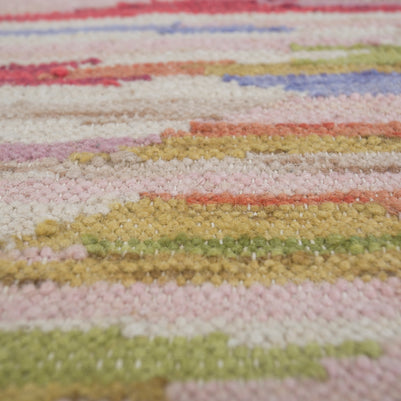 Carpet For Living room 9X12 Feet Ivory Wool Rectangle Geometric And Stripes Rug