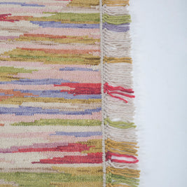 Carpet For Living room 9X12 Feet Ivory Wool Rectangle Geometric And Stripes Rug