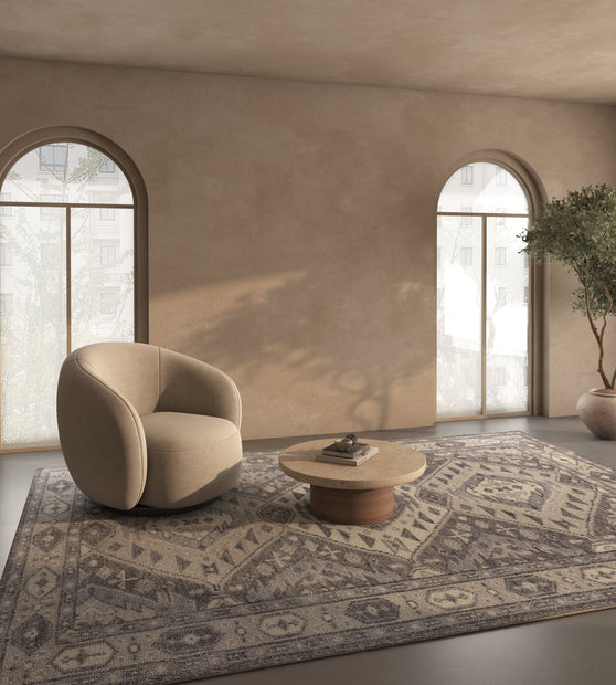 Carpet For Living room 6'6x9'10 Feet Grey and Black Wool Rectangle Moroccan and Tribal Rug