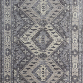 Carpet For Living room 6'6x9'10 Feet Grey and Black Wool Rectangle Moroccan and Tribal Rug