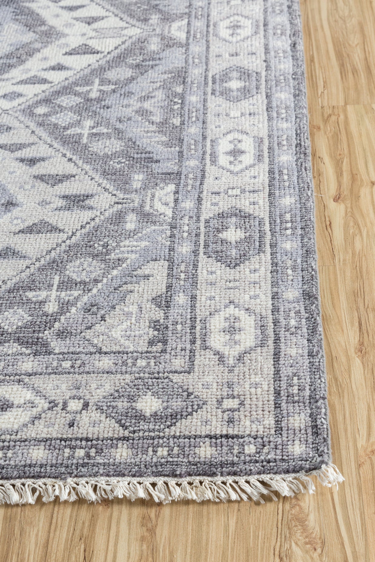 Carpet For Living room 6'6x9'10 Feet Grey and Black Wool Rectangle Moroccan and Tribal Rug