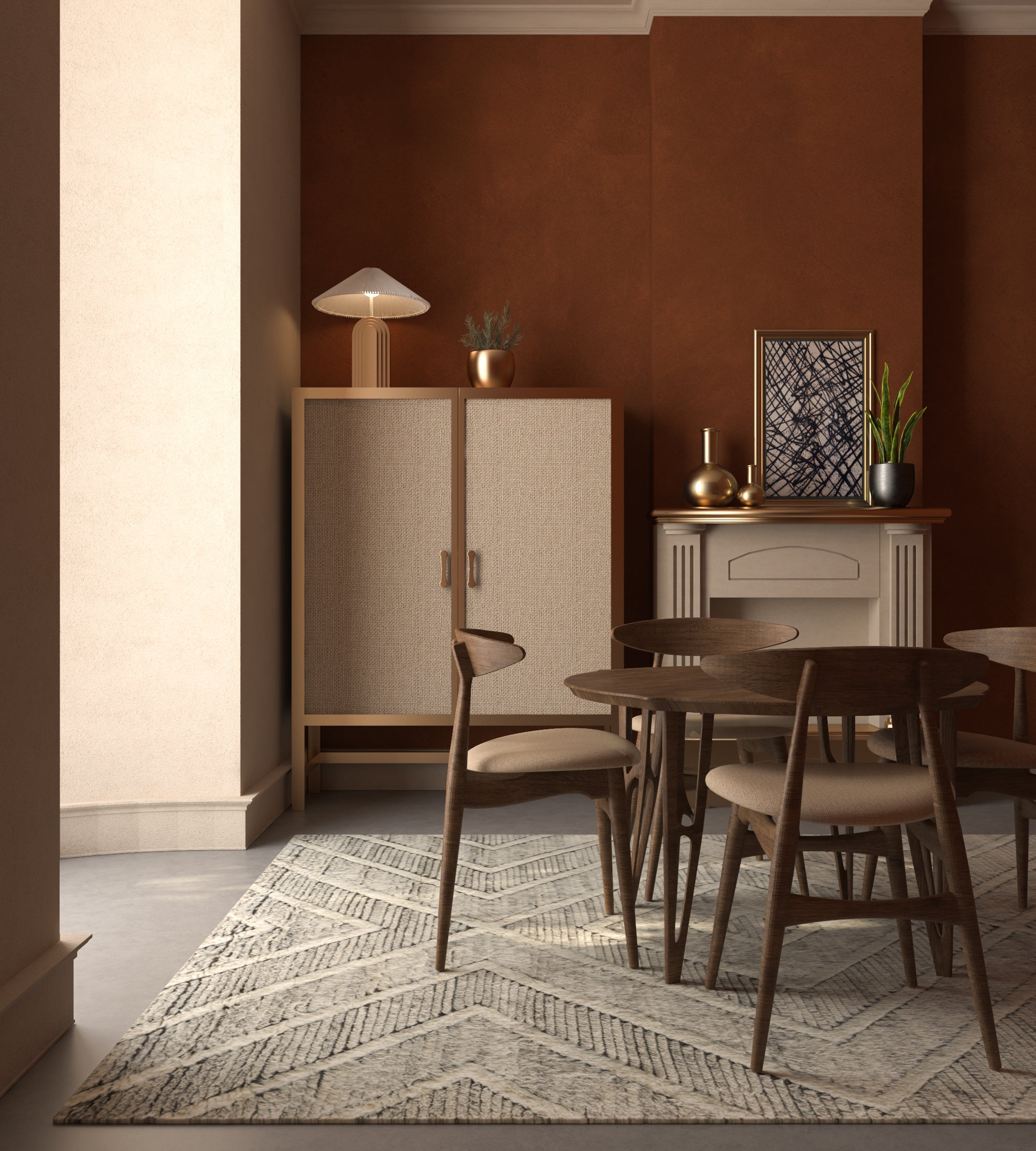 Carpet For Living room 6'6x9'10 Feet Grey and Black Wool Rectangle Geometric and Stripes Rug