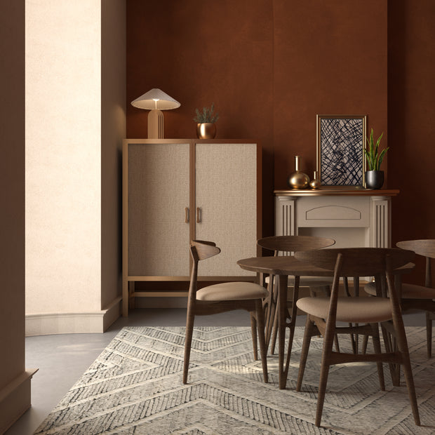 Carpet For Living room 6'6x9'10 Feet Grey and Black Wool Rectangle Geometric and Stripes Rug