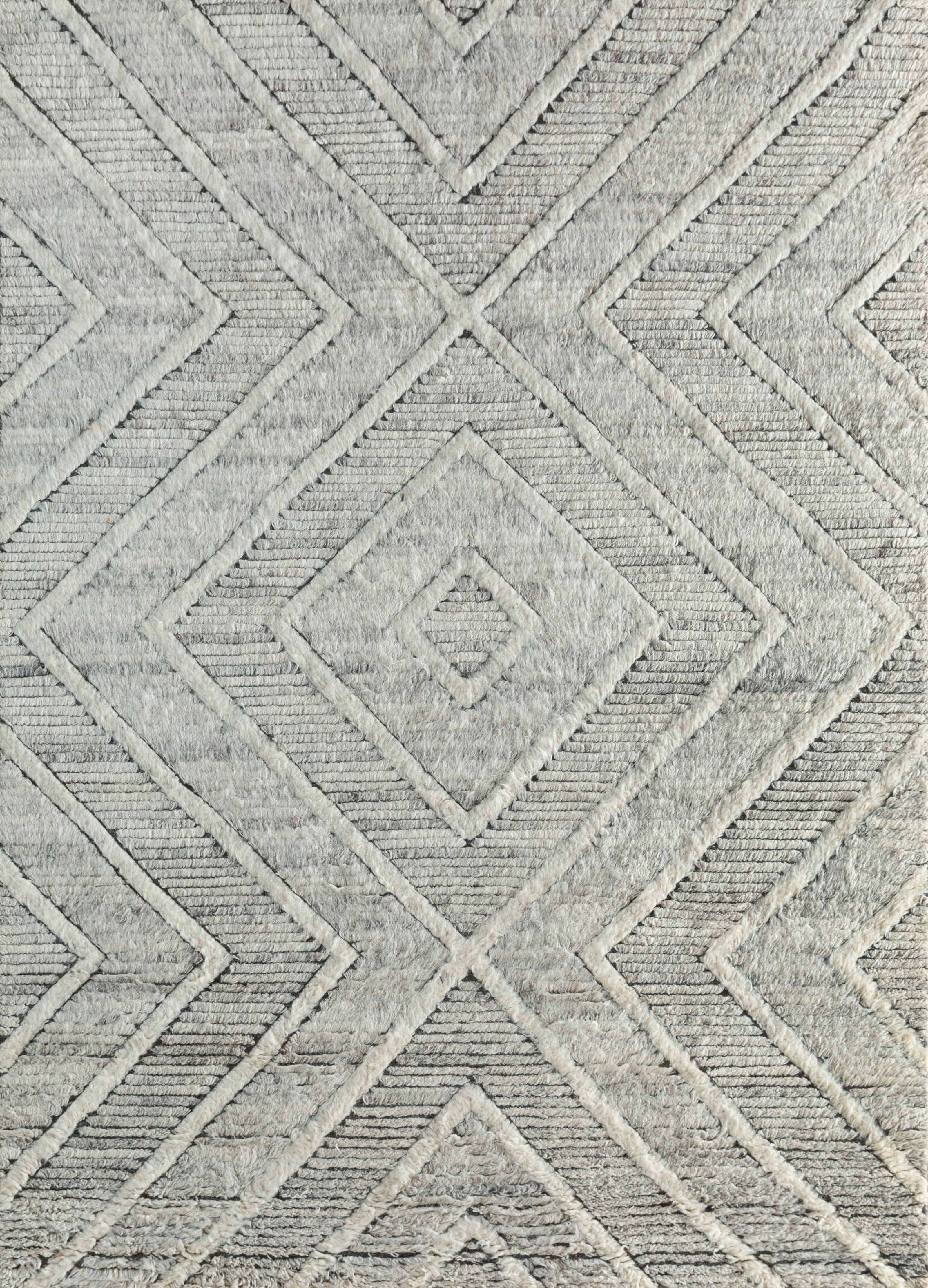 Carpet For Living room 6'6x9'10 Feet Grey and Black Wool Rectangle Geometric and Stripes Rug