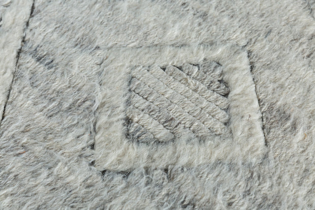 Carpet For Living room 6'6x9'10 Feet Grey and Black Wool Rectangle Geometric and Stripes Rug