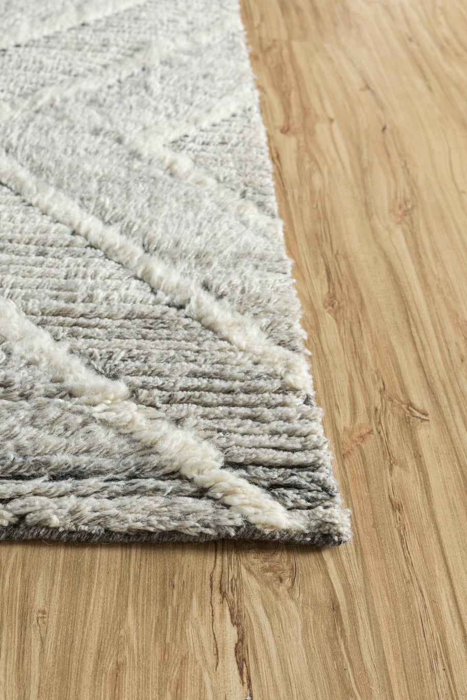 Carpet For Living room 6'6x9'10 Feet Grey and Black Wool Rectangle Geometric and Stripes Rug