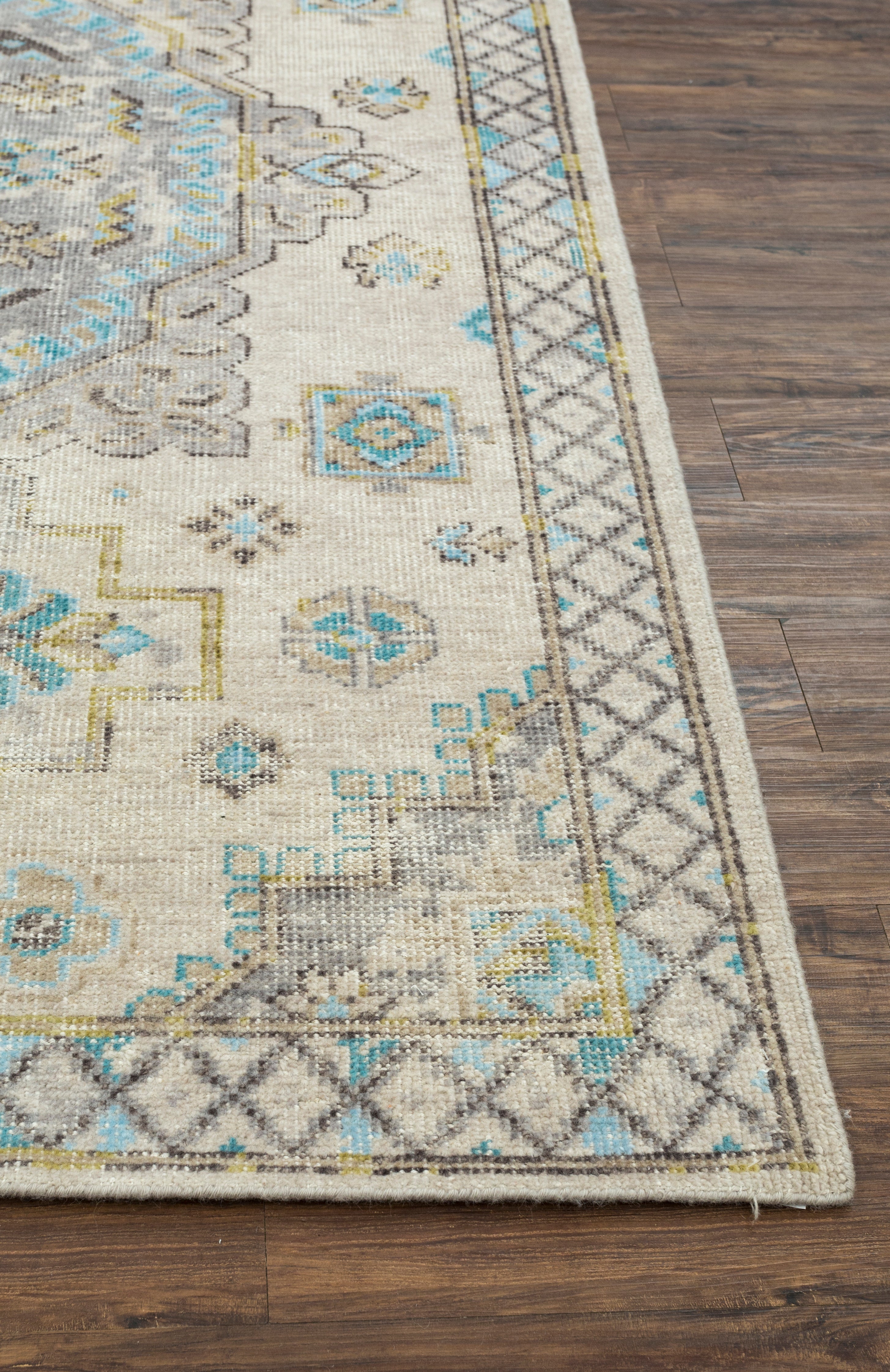 Carpet For Living room 6'6x9'10 Feet Ivory Wool Rectangle Vintage and Distressed Rug