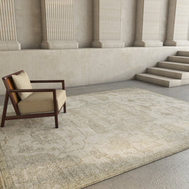 Carpet For Living room 8x10 Feet Grey and Black Wool Rectangle Vintage and Distressed Rug