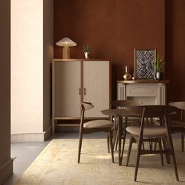 Carpet For Living room 6x9 Feet Beige and Brown Wool Rectangle Vintage and Distressed Rug