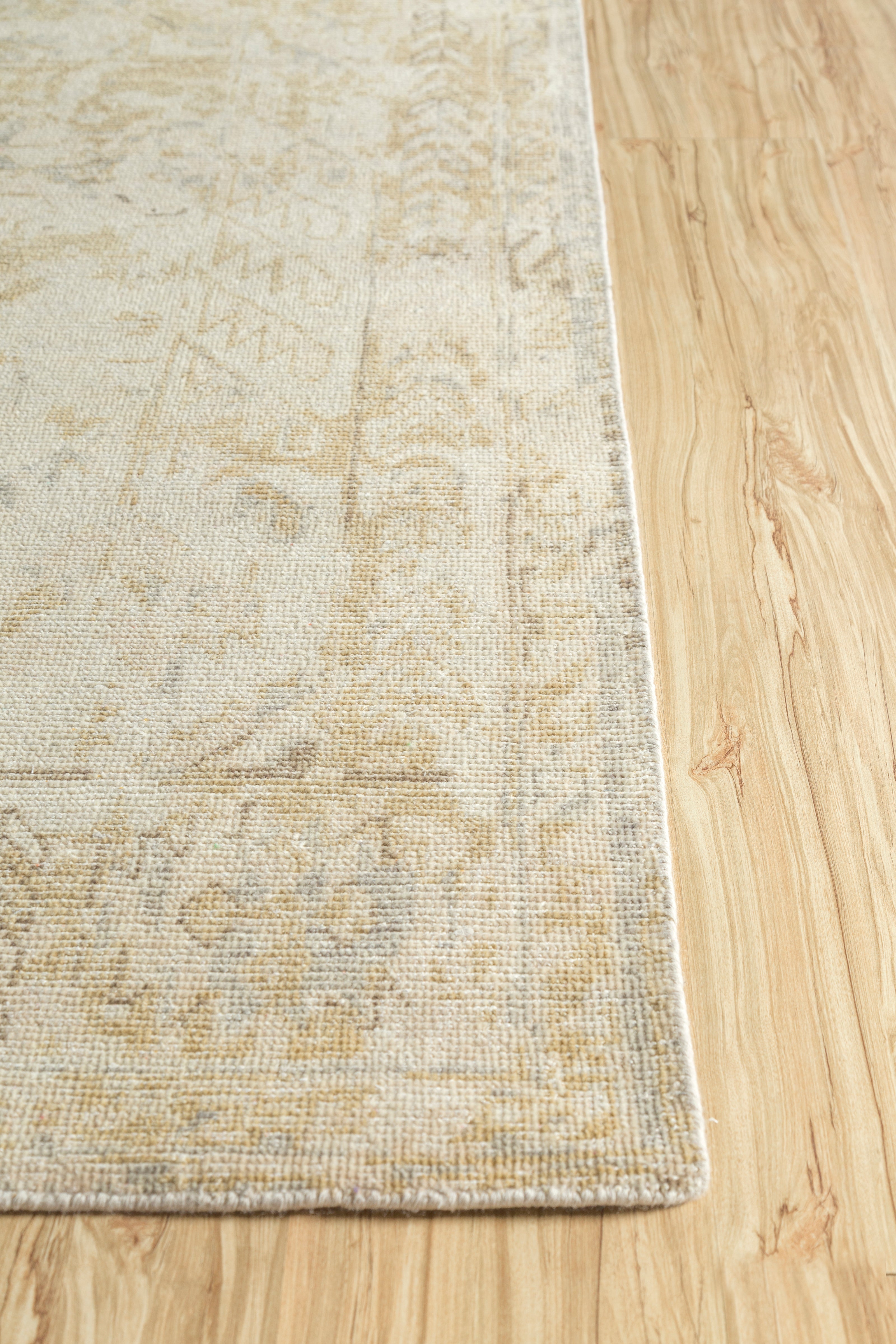 Carpet For Living room 6x9 Feet Beige and Brown Wool Rectangle Vintage and Distressed Rug