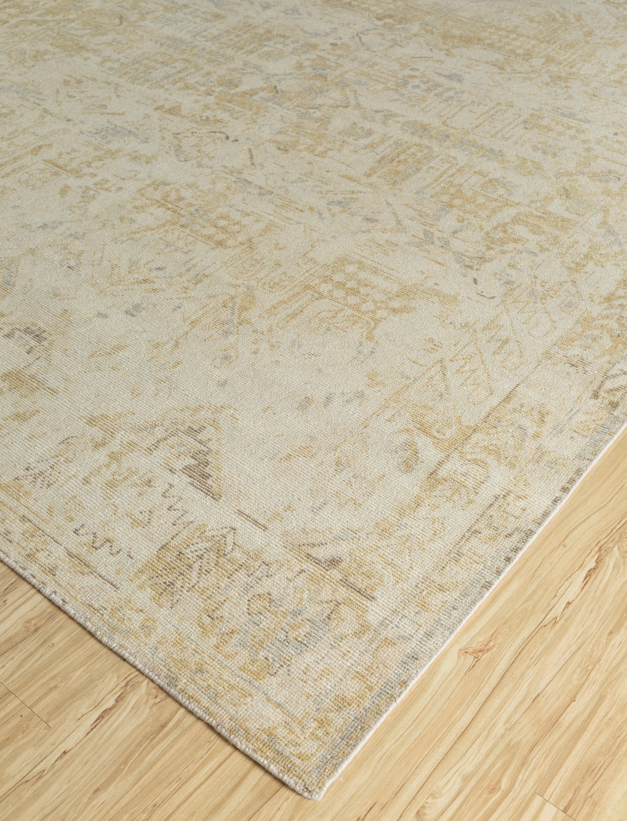 Carpet For Living room 6x9 Feet Beige and Brown Wool Rectangle Vintage and Distressed Rug