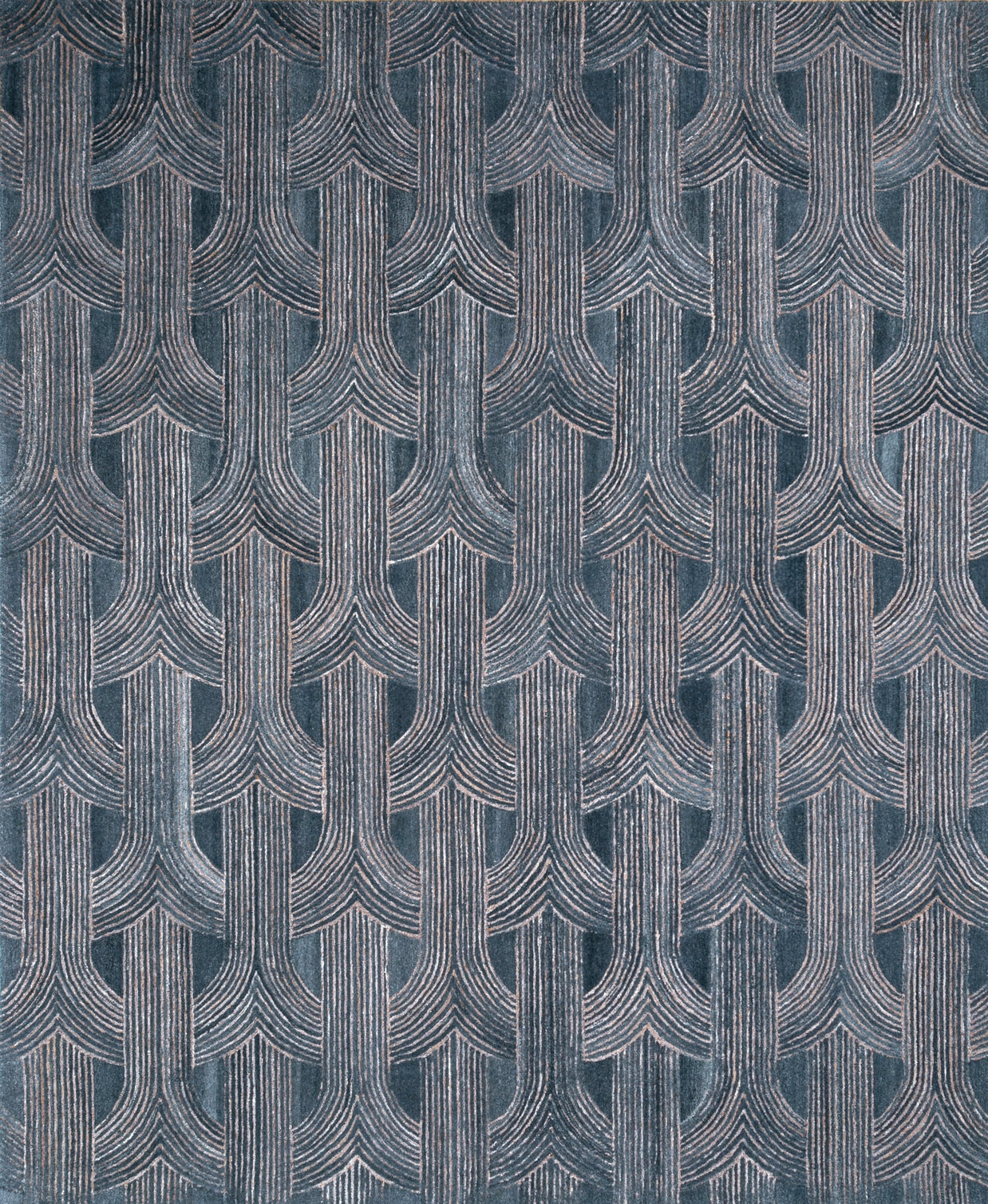 Carpet For Living room 8x10 Feet Blue Wool Rectangle Geometric and Stripes Rug