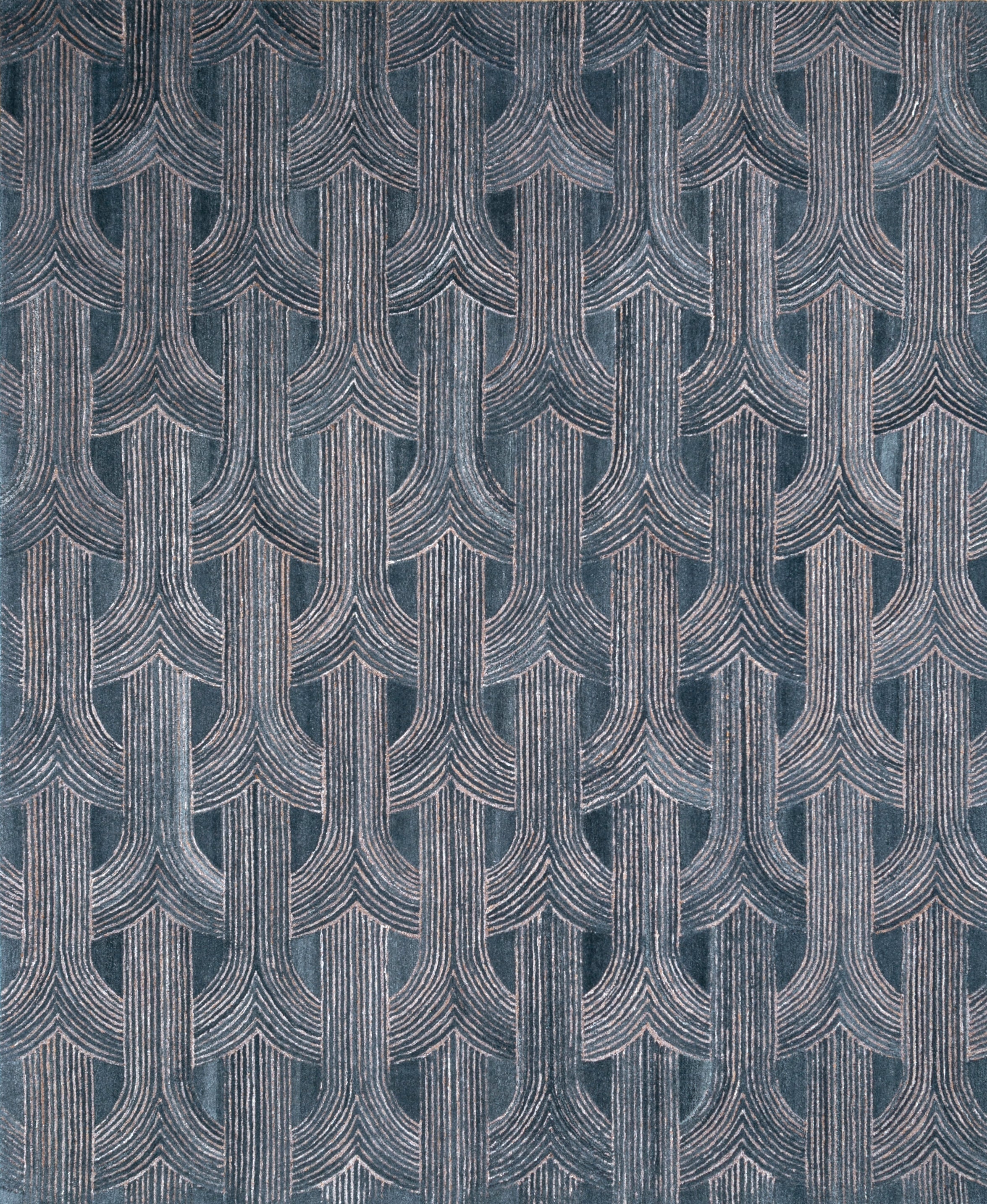 Carpet For Living room 8x10 Feet Blue Wool Rectangle Geometric and Stripes Rug