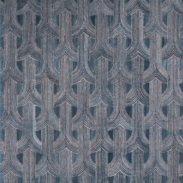 Carpet For Living room 8x10 Feet Blue Wool Rectangle Geometric and Stripes Rug