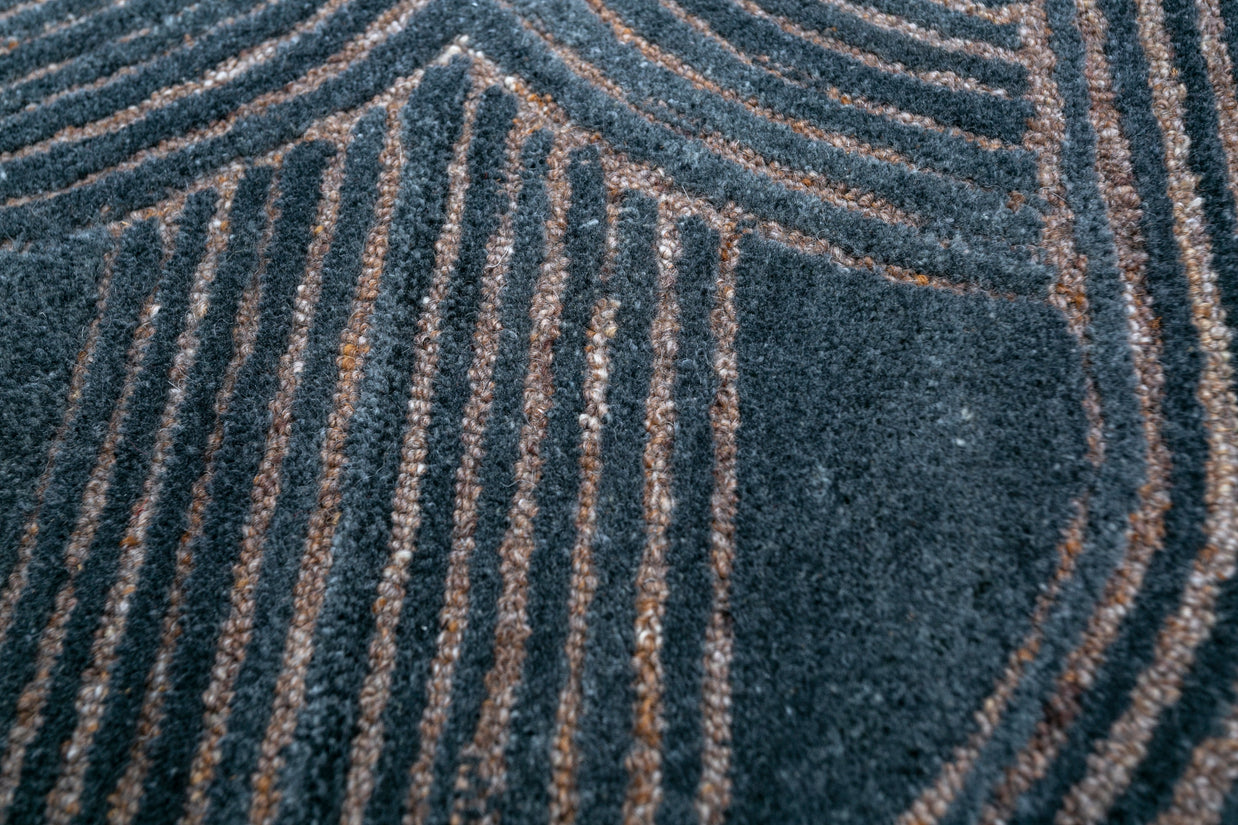 Carpet For Living room 8x10 Feet Blue Wool Rectangle Geometric and Stripes Rug