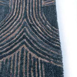 Carpet For Living room 8x10 Feet Blue Wool Rectangle Geometric and Stripes Rug