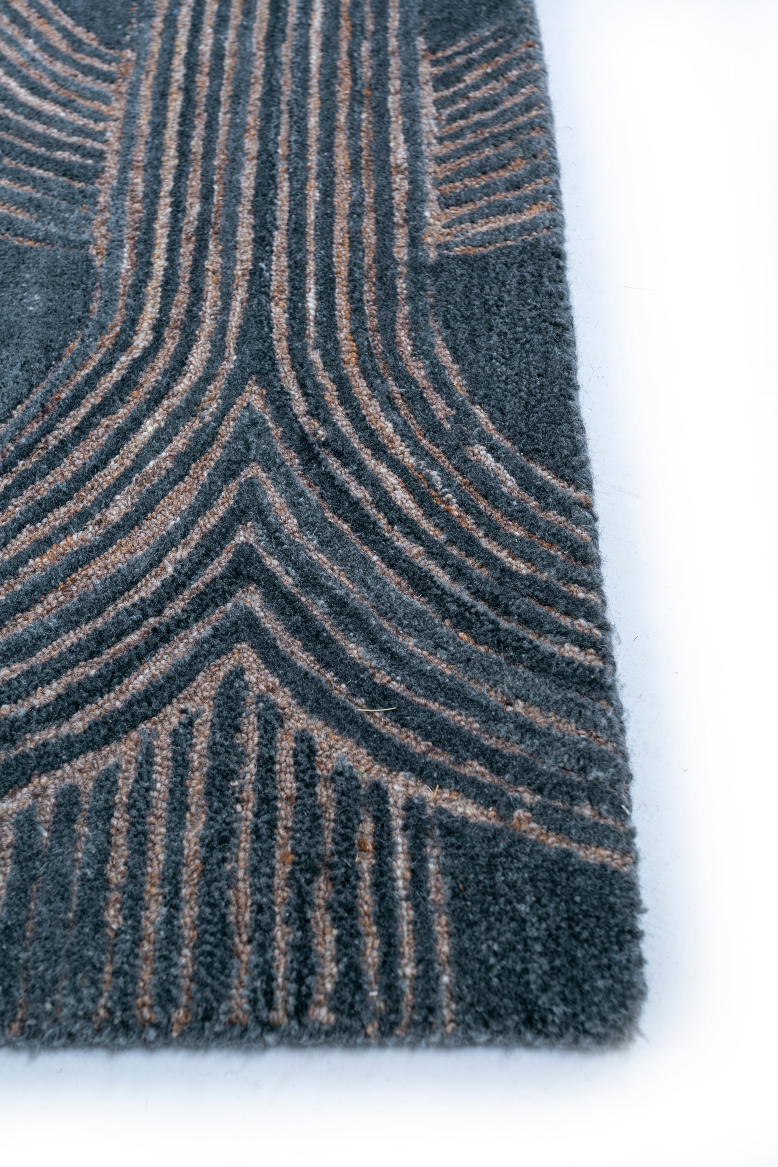 Carpet For Living room 8x10 Feet Blue Wool Rectangle Geometric and Stripes Rug