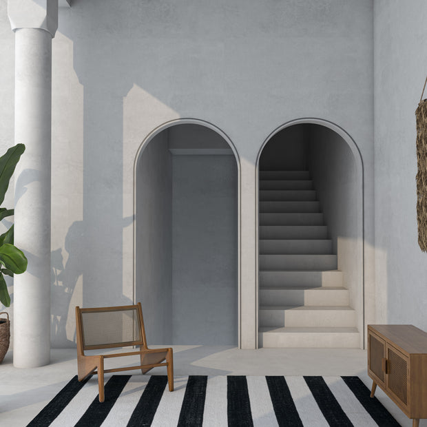 Carpet For Living room 9X12 Feet Grey And Black Wool Rectangle Geometric And Stripes Rug