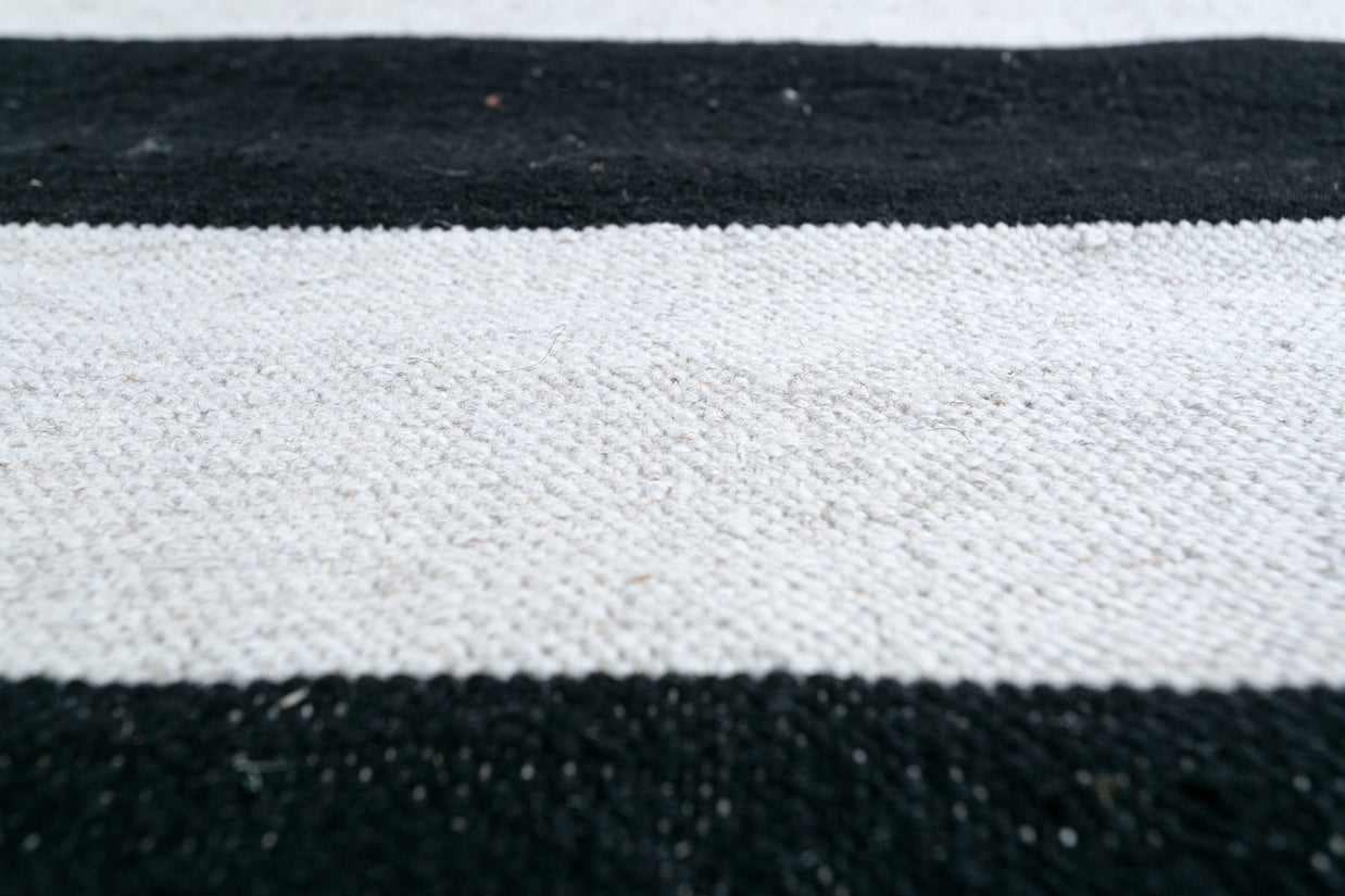 Carpet For Living room 9X12 Feet Grey And Black Wool Rectangle Geometric And Stripes Rug