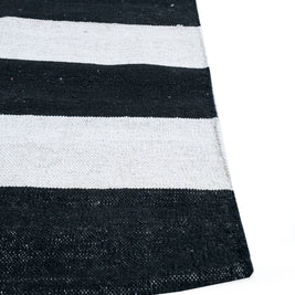 Carpet For Living room 9X12 Feet Grey And Black Wool Rectangle Geometric And Stripes Rug - I MEAN DESIGN