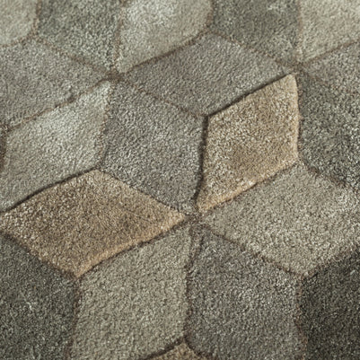 Carpet For Living room 4X6 Feet Grey And Black Wool & Viscose Rectangle Geometric And Stripes Rug