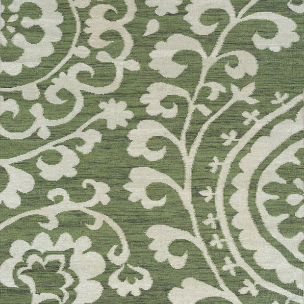 Carpet For Living room 9X12 Feet Green Wool & Viscose Rectangle Abstract Rug