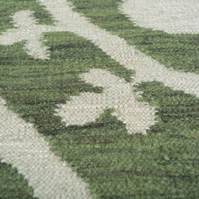 Carpet For Living room 9X12 Feet Green Wool & Viscose Rectangle Abstract Rug