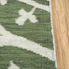 Carpet For Living room 9X12 Feet Green Wool & Viscose Rectangle Abstract Rug