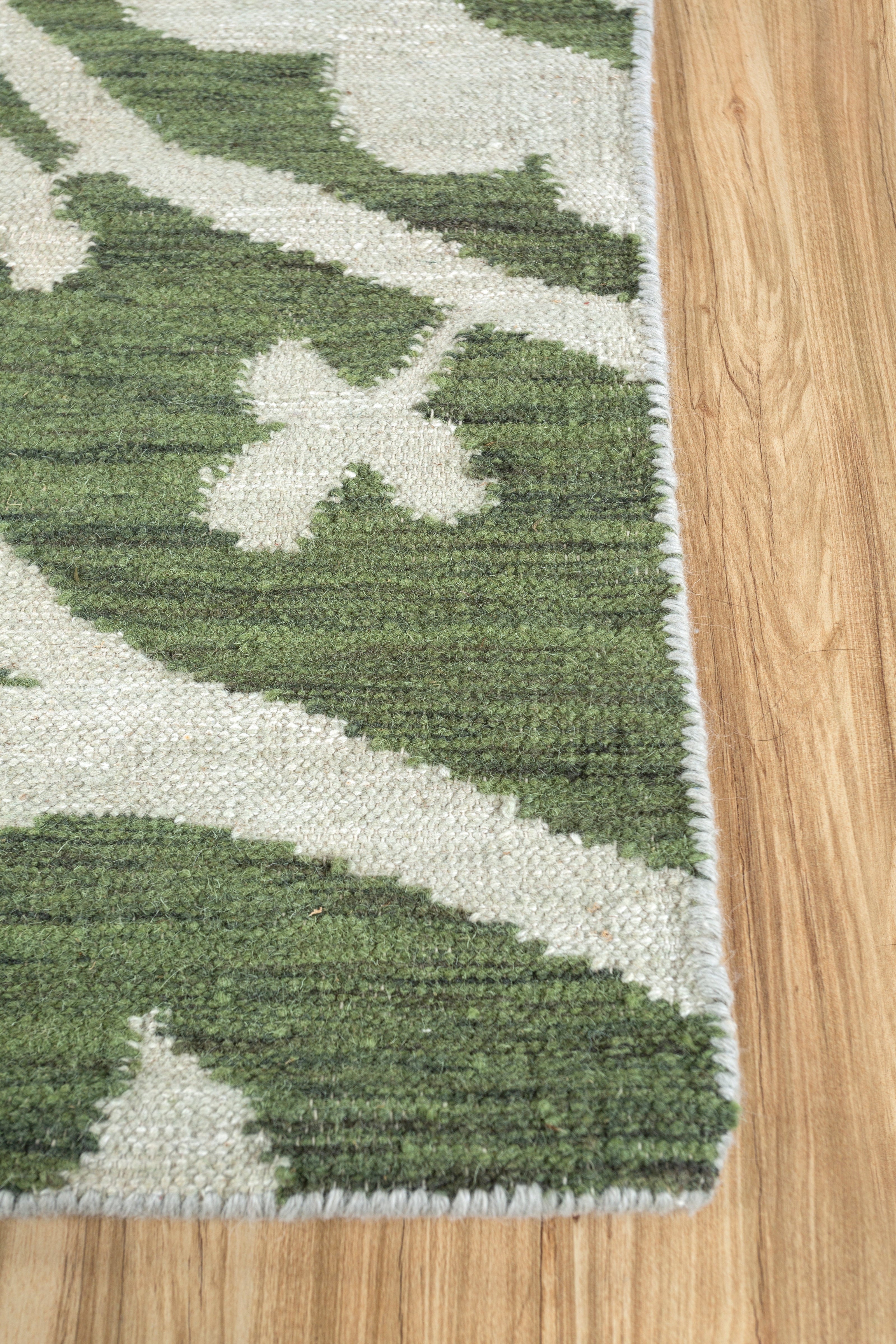 Carpet For Living room 9X12 Feet Green Wool & Viscose Rectangle Abstract Rug