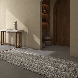 Carpet For Living room 2'4x7'7 Feet Ivory Cotton Runner Moroccan and Tribal Rug