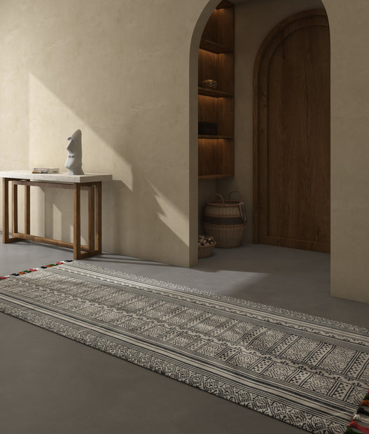 Carpet For Living room 2'4x7'7 Feet Ivory Cotton Runner Moroccan and Tribal Rug