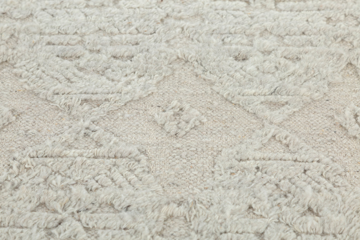 Carpet For Living room 6'6x9'10 Feet Grey and Black Wool Rectangle Moroccan and Tribal Rug