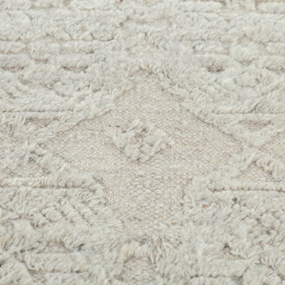 Carpet For Living room 6'6x9'10 Feet Grey and Black Wool Rectangle Moroccan and Tribal Rug